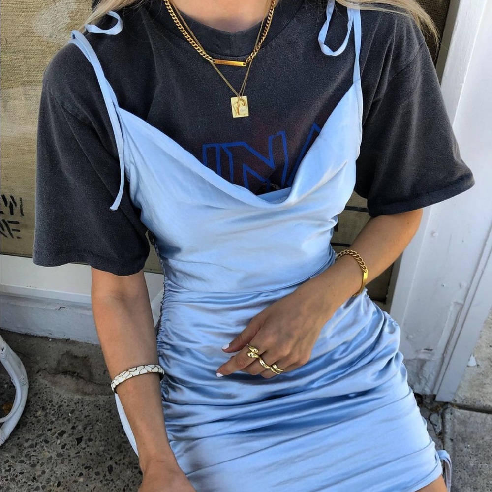 Dissh boutique silky blue slip dress